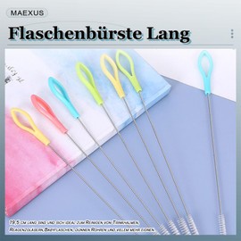 MAEXUS Straw Cleaning Brushes, 16 Cleaning Brushes, 195 mm Bottle Brush Long, Bottle Cleaning Brush, Soft Nylon Brushes for Test Tubes, Teapot Nozzle, Tight Openings