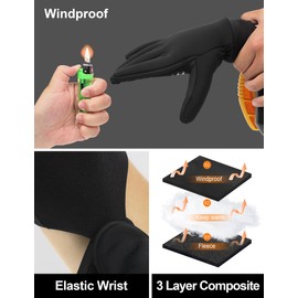 KUTOOK Winter Gloves Women Men Bike Gloves Cycling Windproof Thermal Fleece Gloves for Running Driving ice Skating Hiking Biking Ski Black L