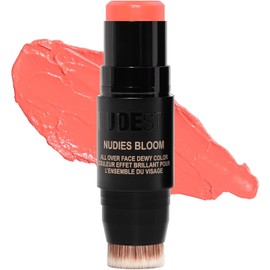 Nudestix Nudies Bloom All Over Dewy Color – 3-in-1 Cream Blush Stick for Cheeks, Eyes & Lips with Built-In Brush Sheer, Glossy Finish Vegan, Long-Wear, Multi-Use Makeup (Tiger Lily Queen)