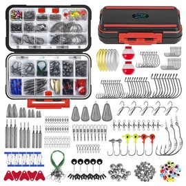 THKFISH 248pcs Fishing Accessories Kit，Fishing Tackle Box with Tackle Included Including Jig Hooks, Bullet Bass Casting Sinker Weights, Fishing Swivels Snaps, Sinker Slides, Perfect Fishing Gear