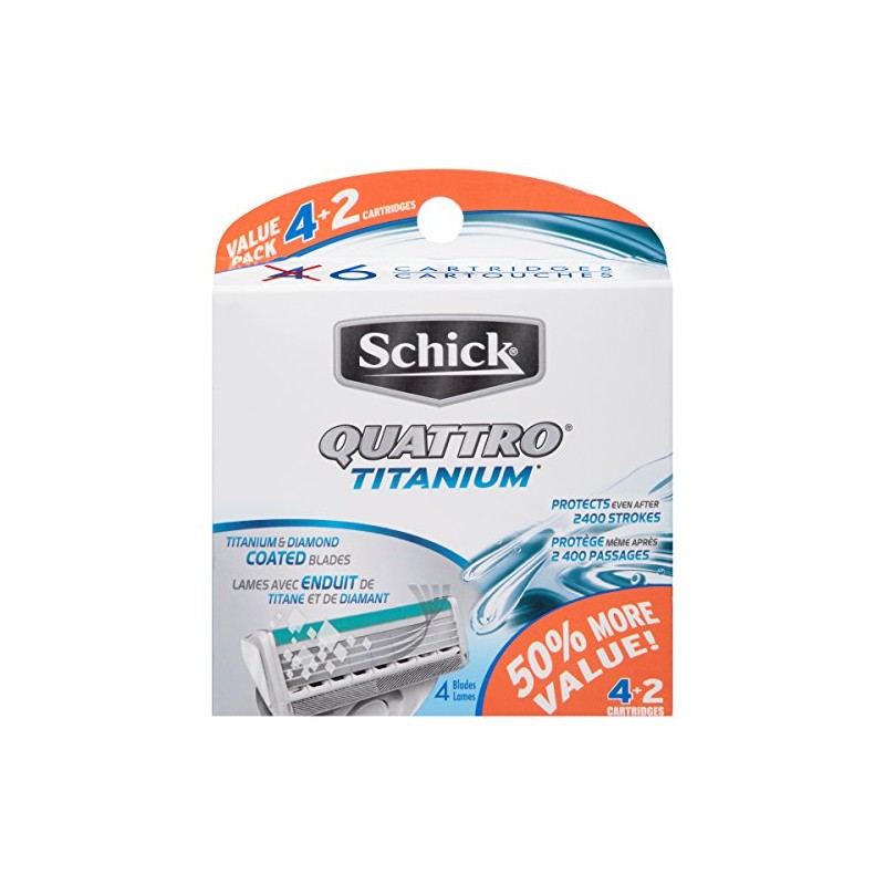 Schick Quattro Titanium Razor Blade Refills for Men Value Pack,