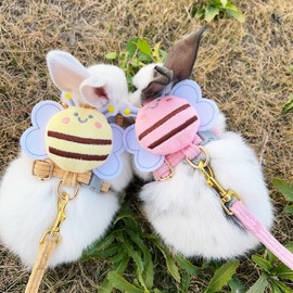 Hayaww Rabbit Harness and Leash Adjustable Harness for Rabbits Rabbit Leash Soft Rabbit Harness for Rabbits Cats Small Pets Rabbit Accessories (B)