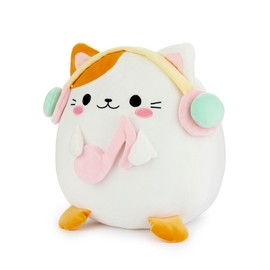 balvi Fluffy Kawaii Melody White Cat Cushion with Soft and Spongy Nylon Headphones