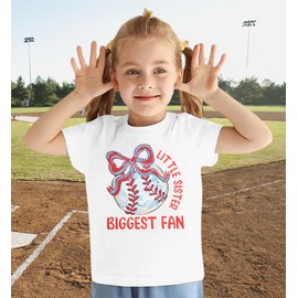 FRYAID Toddler Baseball Sister Shirt Baby Girl Baseball Outfit Big Sister Shirt Birthday Girl T-Shirt Summer Cotton Tee Top C-White