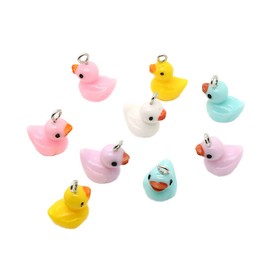 JIHUOO 20 Pcs Mini Resin Duck Charms Colorful Pendants Jewelry Making Charms for Earring Necklace Keychain Crafts