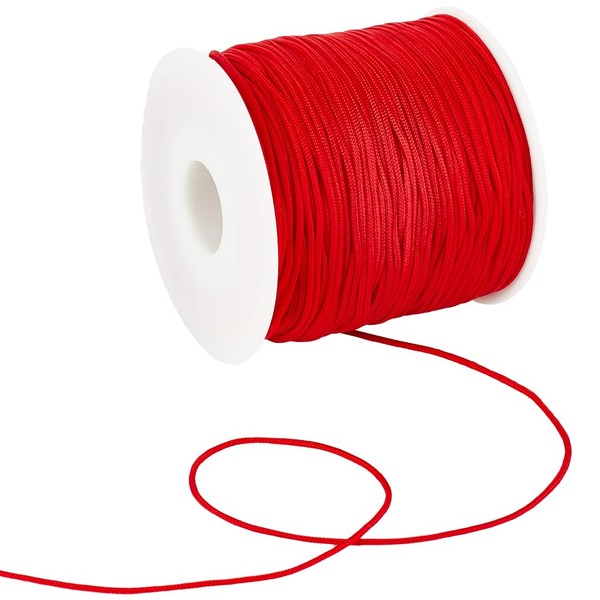SUNNYCLUE 100 Yards/91M Red Nylon Cord 1mm Beading Thread Satin