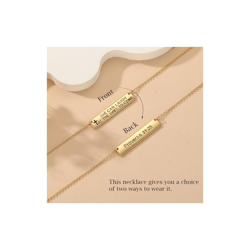 Layered Cross Bible Verse Necklace - Inspirational Jewelry Gift