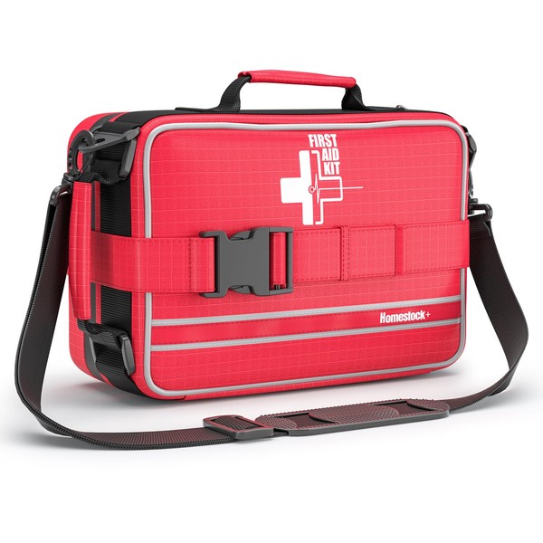 [New Upgrade] Comprehensive First aid Kits, First Aid Trauma Kit with Labelled Compartments for Cars, Home, Office, Backpacking, Camping, Traveling, and Cycling
