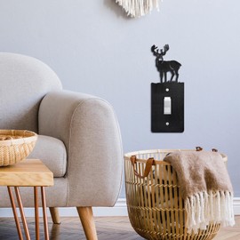 Lothee 6 Pcs Metal Bear Light Switch Cover Plate Moose Tree Mountain Elk Forest Outlet Plate Toggle Outlet Wall Cover for Home(Single Toggle)