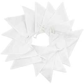 36PCS Large White Fabric Bunting, Two Layer 10M Triangle Banner Garlands, 17X19CM Double Side Cotton Pennants for Wedding Birthday Parties Ceremonies Bedrooms