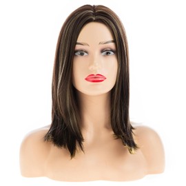 Qnbiar Long Straight Brown Wigs for Women Middle Part Natural Looking Synthetic Cosplay Replacement Wig
