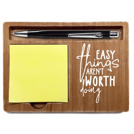 Wooden Desk Note Pen Holder, Inspirational Office Desk Decor Gifts, Motivational Office Decor with Quotes, Meaningful Thank You Gifts for Family Friends-A15