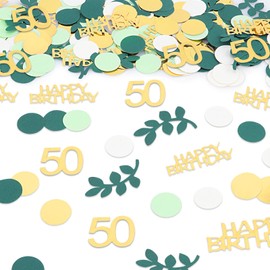 50th Birthday Decoration - Pack of 200 Table Decoration 50th Birthday Women Men Confetti Happy Birthday Gold & Green