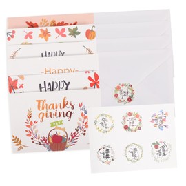 GRIRIW Thank You Cards for Thanksgiving 12 Sheet Set Envelopes Sealing Stickers Perfect for Greetings