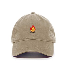 Tech Design Wood Fire Baseball Cap Embroidered Cotton Adjustable Dad Hat Khaki