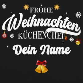 Geschenk mit Namen personalisiert by Shirtracer - Apron - Christmas Apron Adult - Merry Christmas Chef Name I Gift Chefs I Hobby Chef, 3 Black