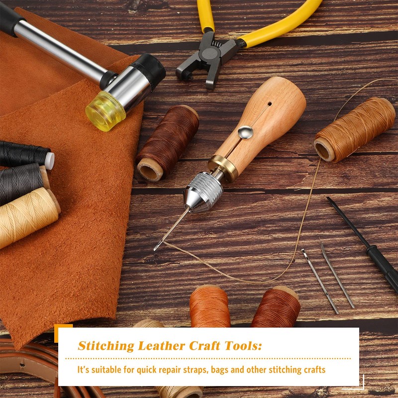 WILLBOND 12 Pcs Leather Sewing Awl Kit Including Handheld Sewing