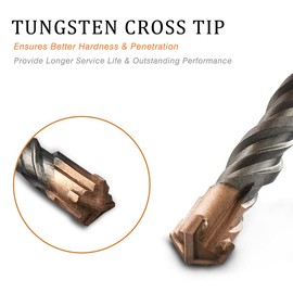 Meccion SDS Plus Hammer Drill Bits 20mm x 350mm, Professional Tungsten Cross Tip Rotary Impact Drill bit for Masonry, Brick, Concrete