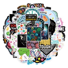 63Pcs Microbiology Stickers Pack, Cute Cartoon Vinyl Waterproof Sticker Decals for Water Bottle, Laptop, Phone, Scrapbooking, Journaling Choice for Adults for Party Supply Decor
