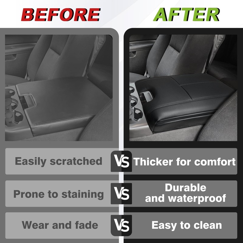 Muslogy Center Console Armrest Cover Compatible with Chevy Silverado/Tahoe &