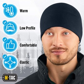 M-Tac Watch Cap Fleece 260 Mens Winter Hat Military Tactical Skull Cap Beanie - blue - XL