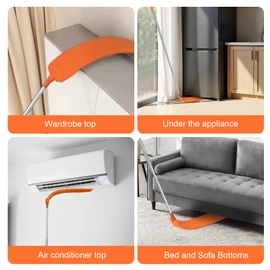 Retractable Gap Dust Cleaner Brush with Long Handle 30 to 100 inches, Cleaning Tools with 2 Microfiber Dusting Cloths, Extendable Duster for Cleaning Under Refrigerator Sofa Couch Bed Furniture