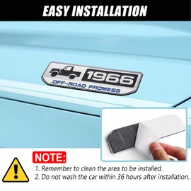 DZG Car Badge Emblem 3D 5.5" 1966 Off-Road Prowess Compatible with Bronco & Bronco Sport 2024 2023 2022 2021 Stainless Steel Emblem Decor for Tailgate and Sides(Silver & Black)