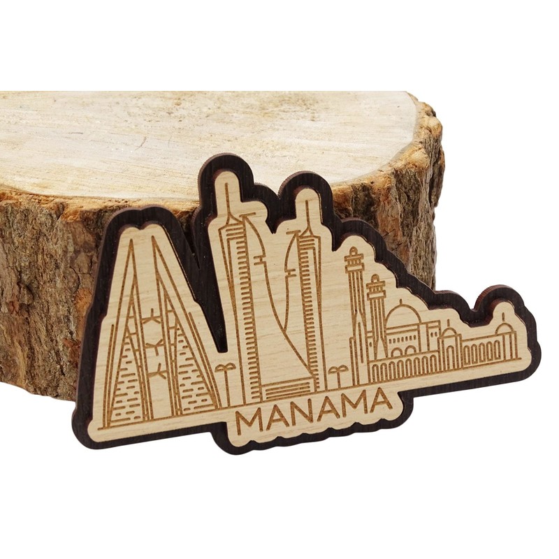 Printtoo Souvenir Engraved Wooden Manama Bahrain City Fridge Magnet Home