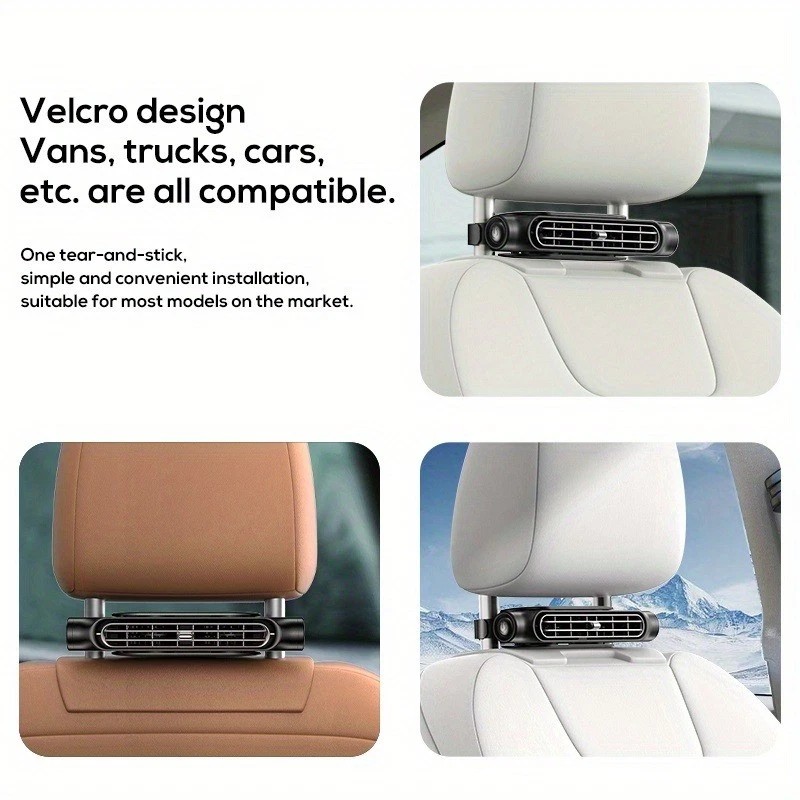 Adjustable Usb-Powered Portable Efficient Safe 3-Speed Bladeless Car Cooling Fan