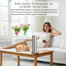 Airlux Lunar Scent Diffuser for Home Large Room - Bathroom Decor, Room Decor, Air Purifiers for Home, Waterless Essential Oil Diffuser with 1100 Sq.Ft Coverage, Spill-Safe Design, Super Quiet 30dB