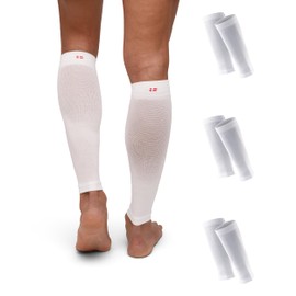 DANISH ENDURANCE Calf Compression Socks Without Foot (1 | 3 Pairs), Calf Brace, Compression Sleeves, 21-26 mmHg, for Men and Women, 3 pairs white