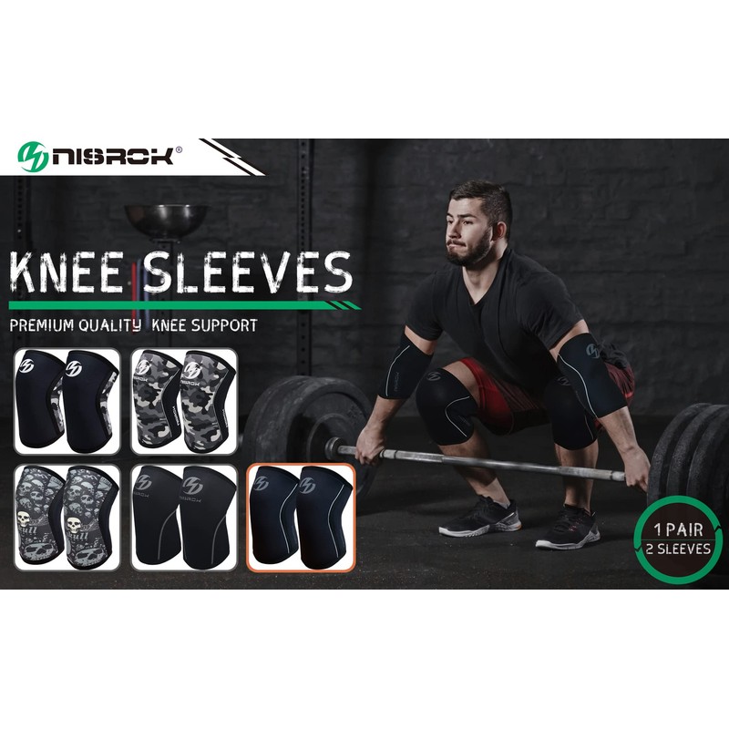 Knee Sleeves (1 Pair), 7mm Neoprene Compression Knee Braces, Great