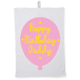 Hippowarehouse Happy birthday daddy (PINK) Tea Towel Eco Printed Dish Cloth Kitchen accessory 50cmx70cm 100% Cotton