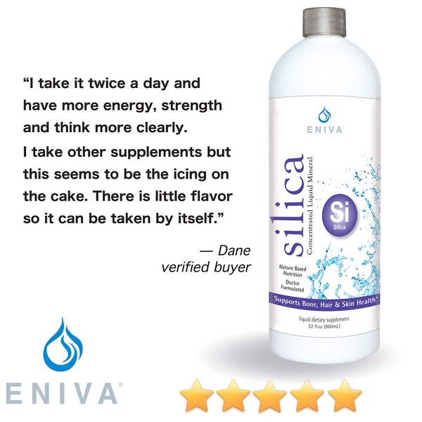 Eniva Liquid Ionic Silica Supplement Supports Healthy Collagen and Elastin Production for Joint & Bone Support Healthy Skin, Hair and Nails Keto Friendly - 32oz