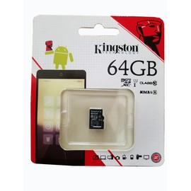 Kingston SDC10G2/64GB 64 GB UHS Class 1/Class10 microSDXC UHS-I Flash Memory Card (microSDXC to SD Adapter Included), Black