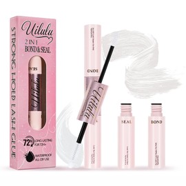 Uilulu Clear Lash Cluster Glue - Waterproof Lash Glue Use 2 in 1 Clear Lash Bond and Seal Strong Hold DIY Eyelash Adhesive for Cluster & Individual Lashes DIY Eyelash Lash Cluster Glue(7ml+7ml)