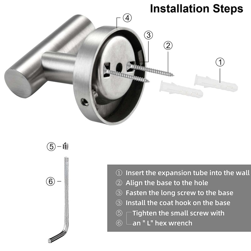 ProChosen 4 Pack Towel Hooks, Wall Coat Hook Bathroom Matte
