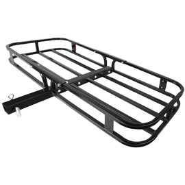 MaxxHaul 70107 53" x 19-1/2" Hitch Cargo Carrier - Trailer Mount Steel With High Side Rails For RV's, Trucks, SUV's, Vans, Cars 2" Receiver 500-lb Load Capacity , Black