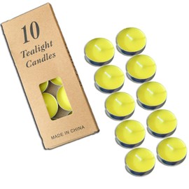 Tea Candles Wedding 10 Pack Party and Home Decoration Votive Parties Tealight Small Wishing Bulk with 1.5-2 Hours Extended Burn Time Mini for Birthday Emergency Family (Yellow)