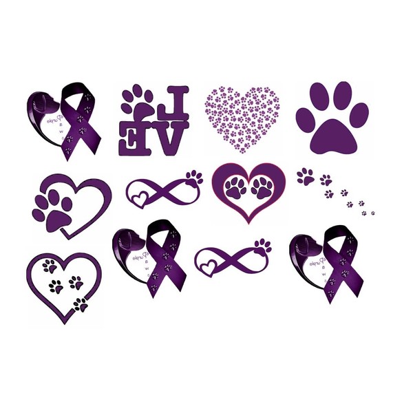 Paw Prints Collection (Paw Prints Temporary Tattoo Purple)