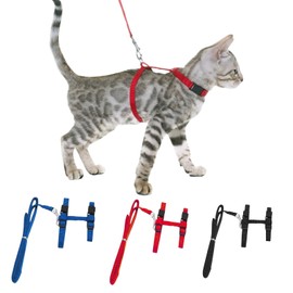 Cat Harness with Lead, 3 Pieces Cat Lead with Harness, Cat Escape Proof, Cat Harness with Lead, Escape Proof, Cat Harness Escape Proof (Blue + Black + Red)