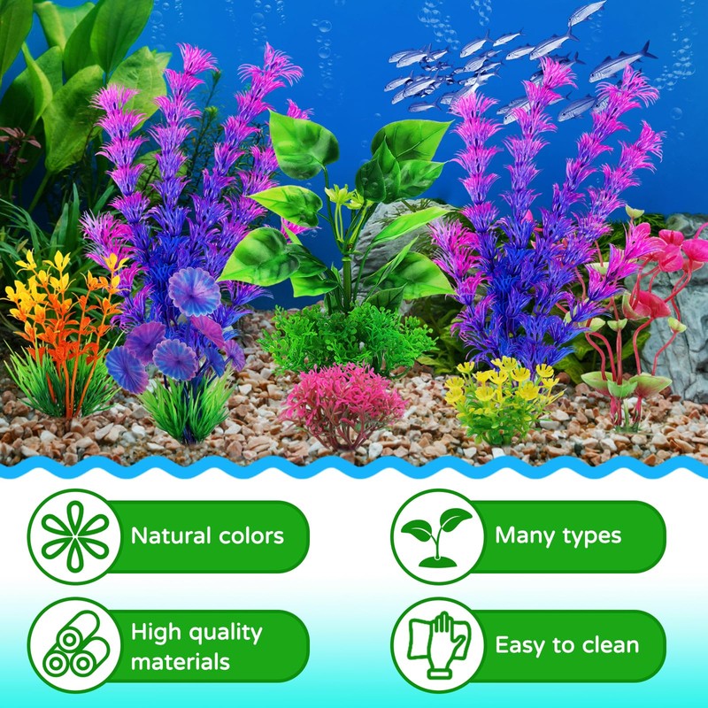 QUOZUO QUOZUO Fish Tank Accessories Artificial Plants, 9pcs Green Aquarium