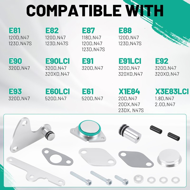 KAOLALI 16-Piece EGR Valve Deletion Kit for N47 N47S 2.0