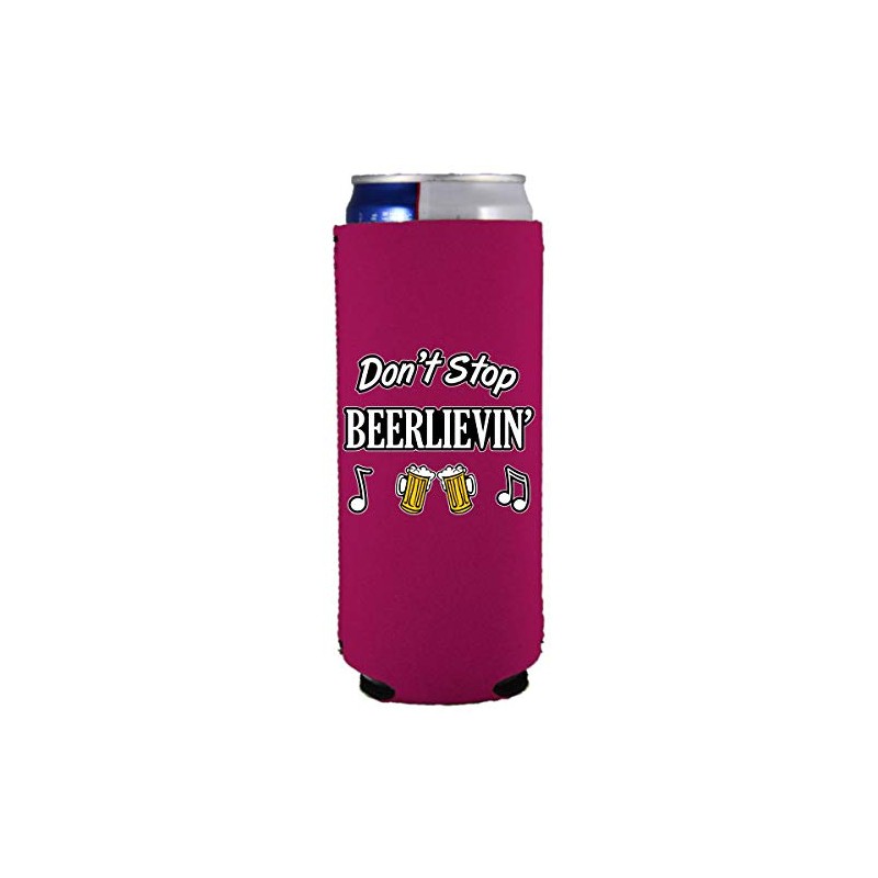 Don't Stop Beerlievin' Slim Can Coolie (Magenta)