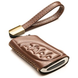 Vitodeco Premium Genuine Leather Key Fob Case Compatible with Lexus RX, Lexus ES, Lexus UX, Lexus NX, Lexus GX, Lexus LX 600 (4-Button, Mocha)