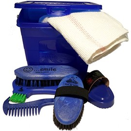 Grooming box for children blue filled horse accessories brush for horses curry comb and more