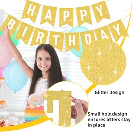 13 PCS Happy Birthday Banner with Gold Glitter Sign - Perfect for Party Backdrop Decorations, Suitable for Women, Men,Girls,Boys,Celebrations & Family Gatherings