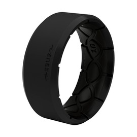 Groove Life Zeus Edge Midnight Black Silicone Ring Breathable Rubber Wedding Rings for Men, Lifetime Coverage, Unique Design, Comfort Fit Ring - Size 11