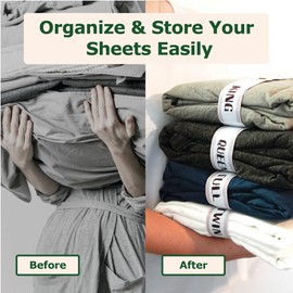 ECOHomes Bed Sheet Organizer and Storage Size Label Bands | Bed Sheets Set Organizers for Linen Closet Organization - Elastic Bedding Band Labels for Organizing Bedsheet (Mix 20PCs Pack, Cream)