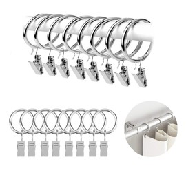 RuishiLinh 20 Pcs Curtain Clips Rustproof Metal Curtain Rings with Clips Decorative Drapery for Holding Heavy Curtains Rod
